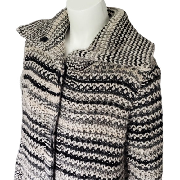 Elsamanda Wool Blend Made In Italy Knitting Gray Stripe Long Cardigan. S… - Picture 5 of 16